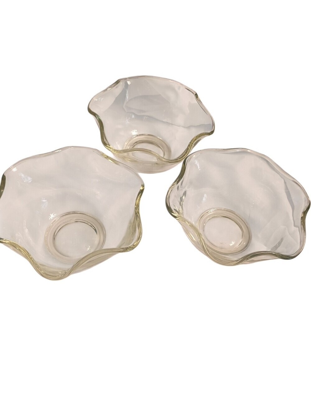 Vintage Clear Glass Scalloped Rim Dessert Bowl Set Of 3